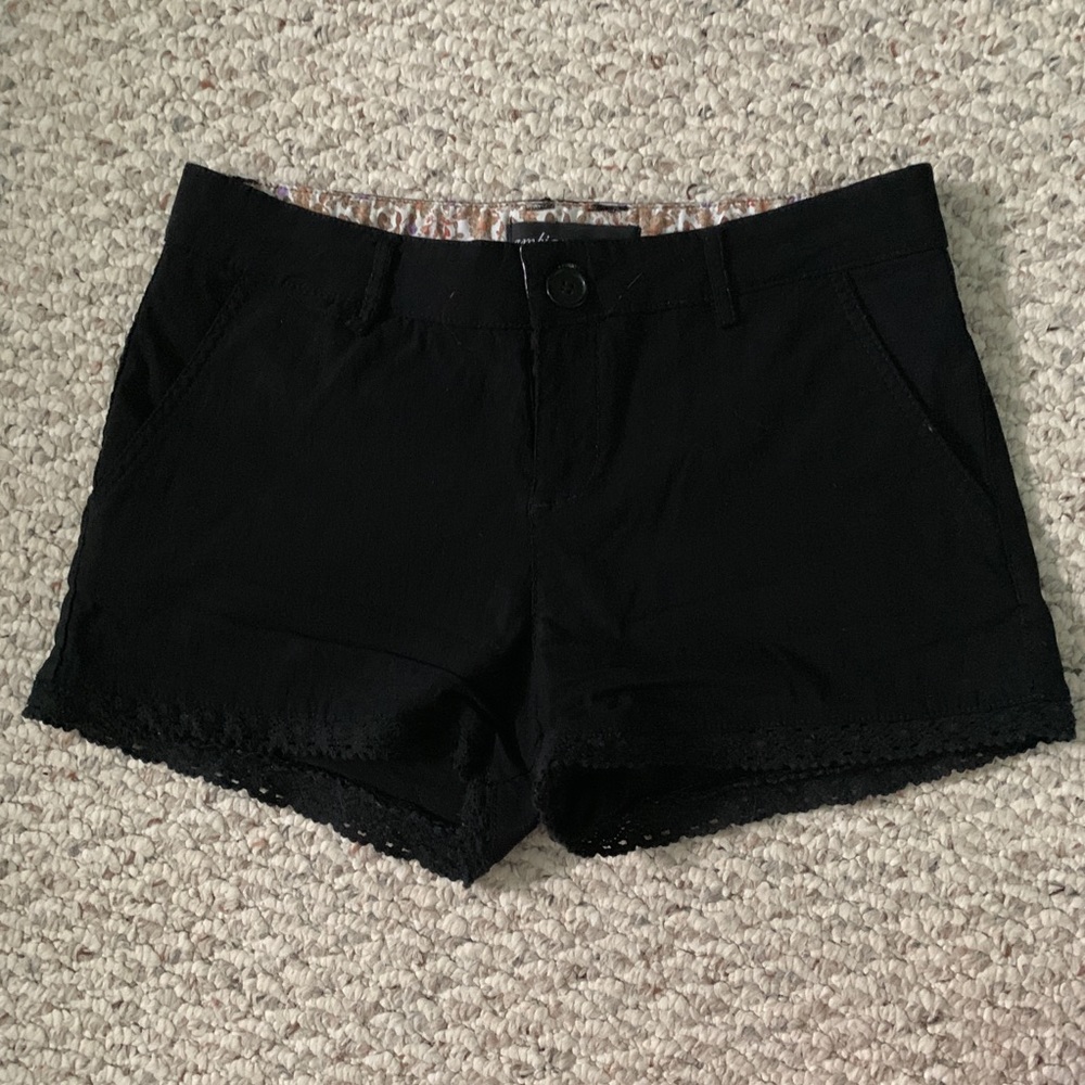 Black shorts with lace trim